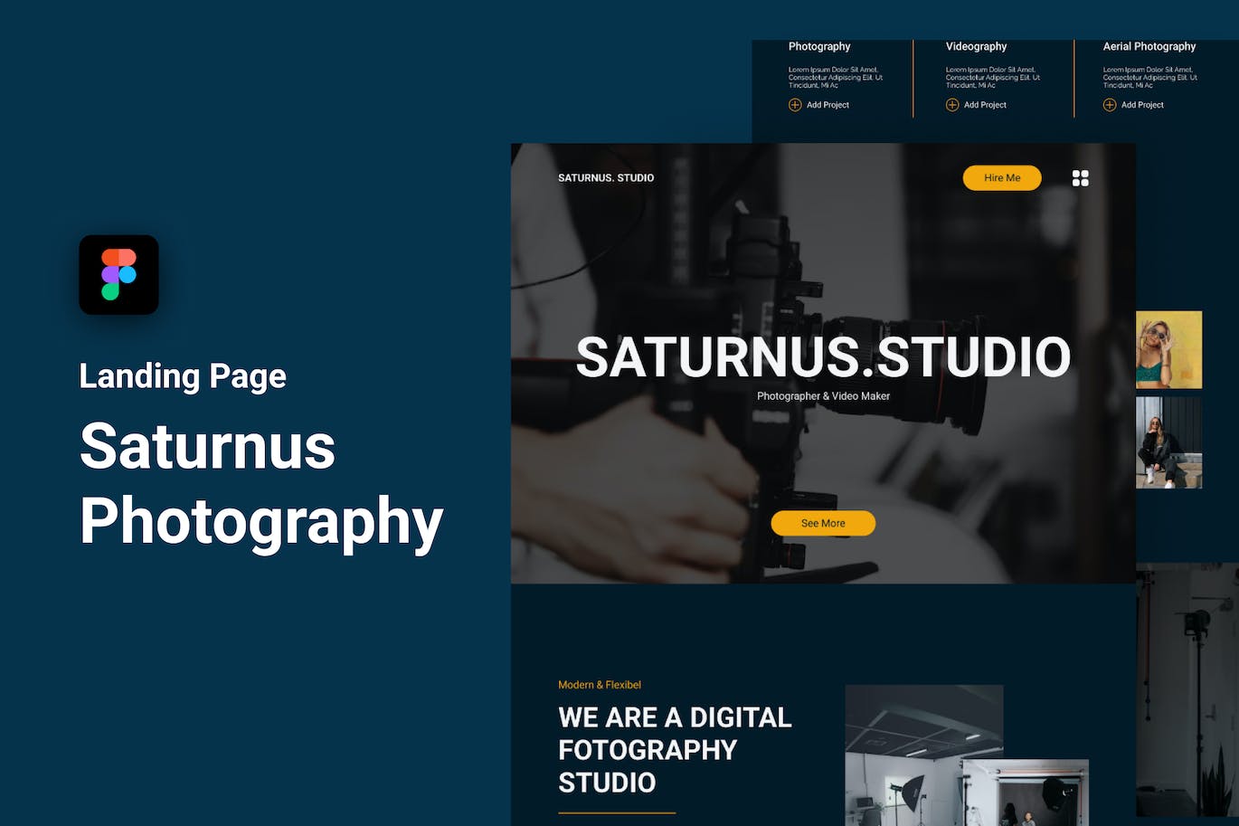 摄影工作室网站着陆页Figma模板 Saturnus Studio Photography Landing Page Figma