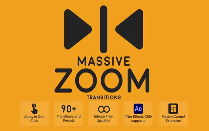 AE脚本预设包-90种缩放效果视频转场 Massive Zoom Transitions_