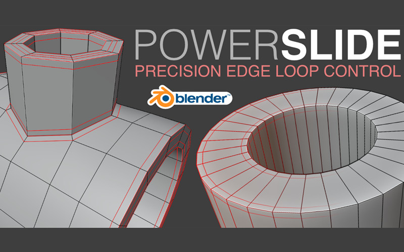 【Blender插件】PowerSlide V1.0.1 细分模型精确添加边缘布线_