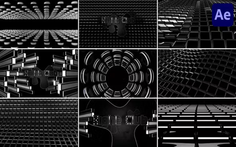 AE模板-活力氛围脉动能量VJ循环3D动画DJ背景音乐会舞台背景视觉效果_