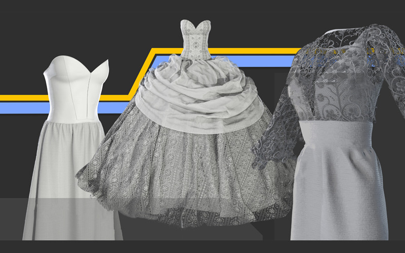 MD服装女性时尚婚纱连衣裙礼服长裙套装ZPRJ模型打版源文件3D服装_